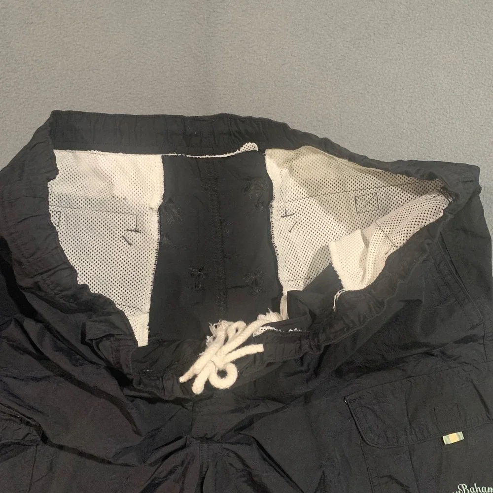Tommy Bahama Swim Trunks Mens‎ XL Black Palm Jacquard Drawstring